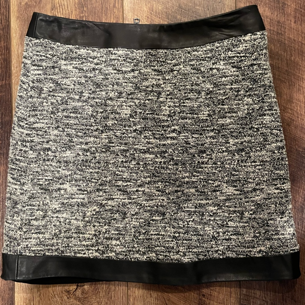 Rag & Bone Tweed Skirt with Leather Trim